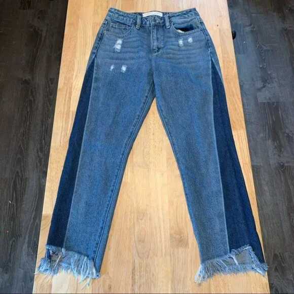Hidden Jeans Two Tone Distressed Raw Hem Jeans Size 25 - Picture 1 of 14